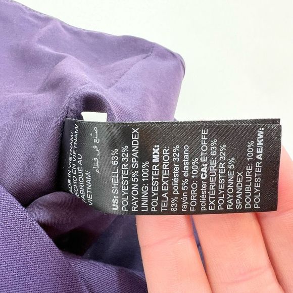 White House Black Market Blazer Womens 12 Deep Amethyst Notch Lapel Ruffle Back - Picture 7 of 12